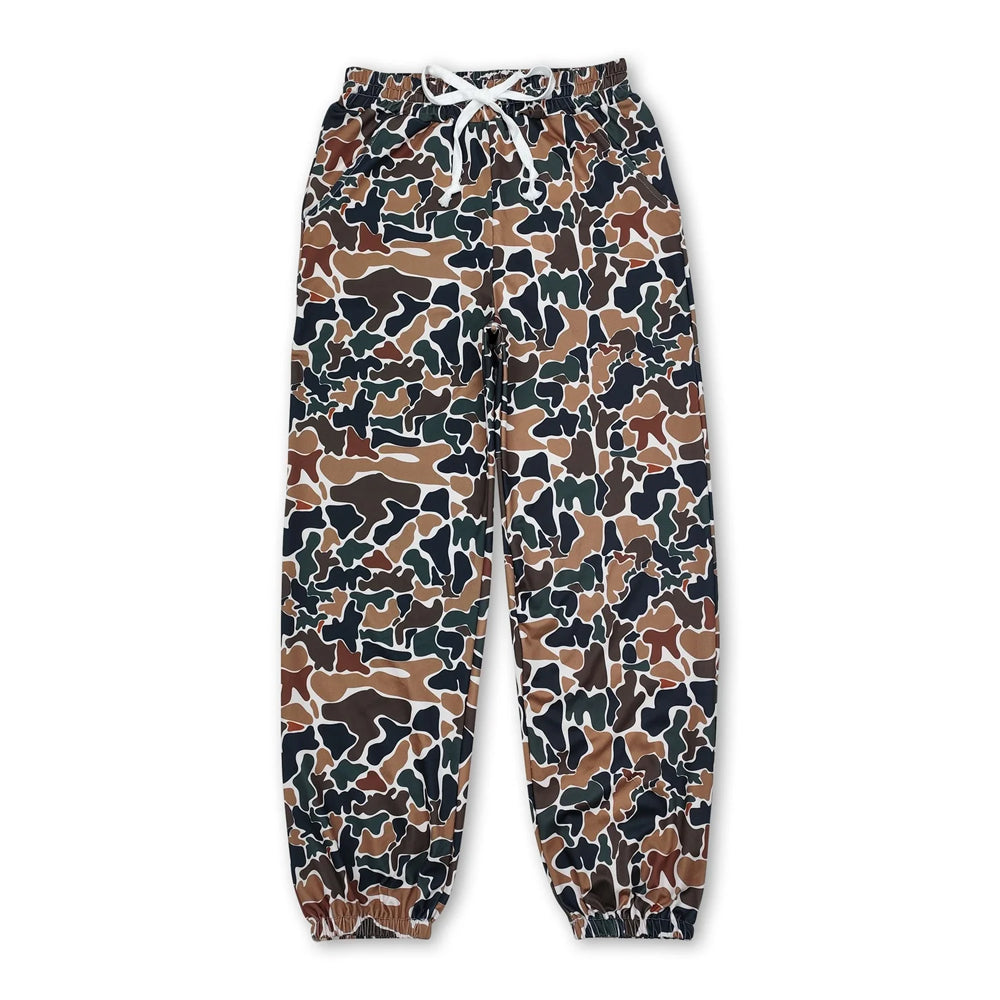 RTS NO MOQ Sibling milk silk Adult To Match Kids Camo Print Drawstring Jogger Pants Elastic Cuff Camouflage Trousers
