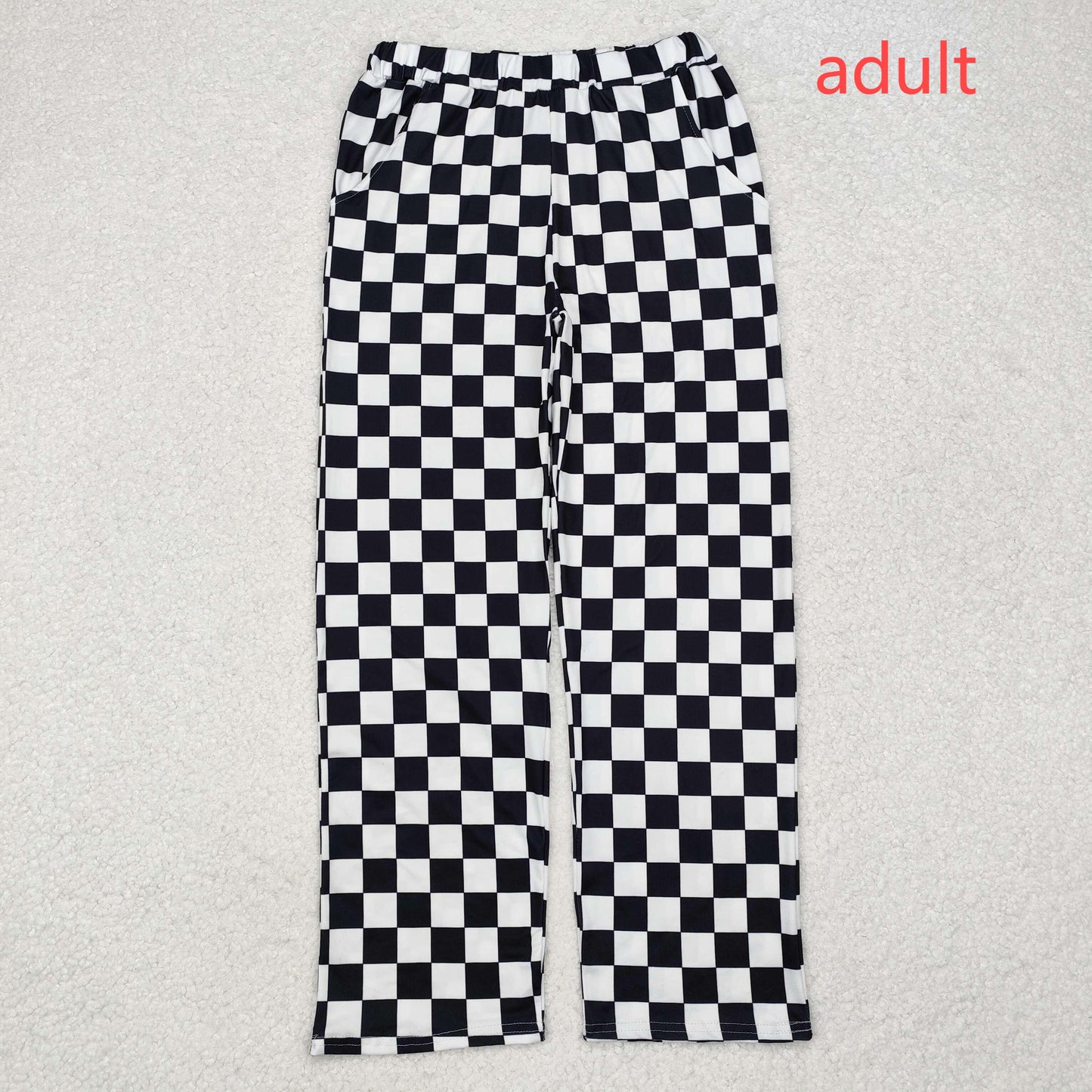 RTS NO MOQ（In Stock) P0647 Adult female black and white plaid trousers
