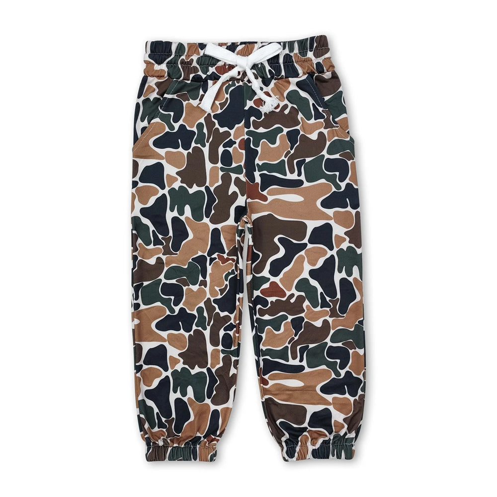 RTS NO MOQ Sibling milk silk Baby Boys Camo Drawstring Waist Casual Trousers Jogger Pant