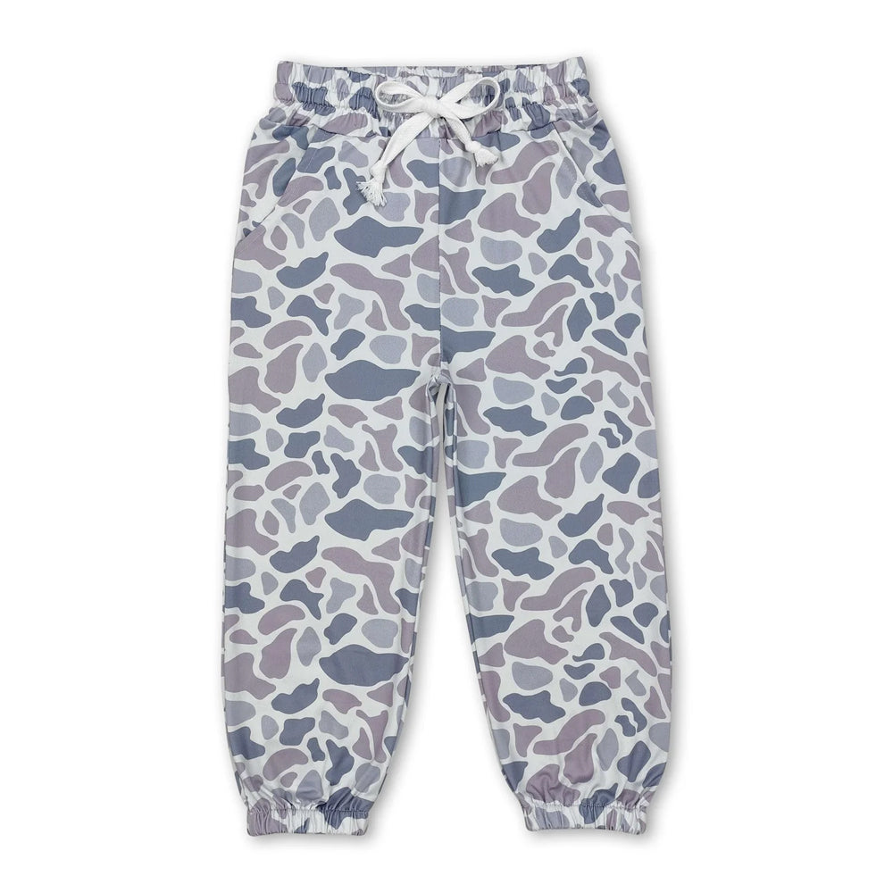 RTS NO MOQ Sibling milk silk Baby Boys Camo Drawstring Waist Casual Trousers Jogger Pant