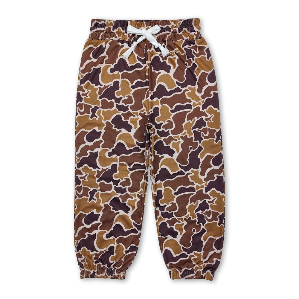 RTS NO MOQ Sibling milk silk Baby Boys Camo Drawstring Waist Casual Trousers Jogger Pant
