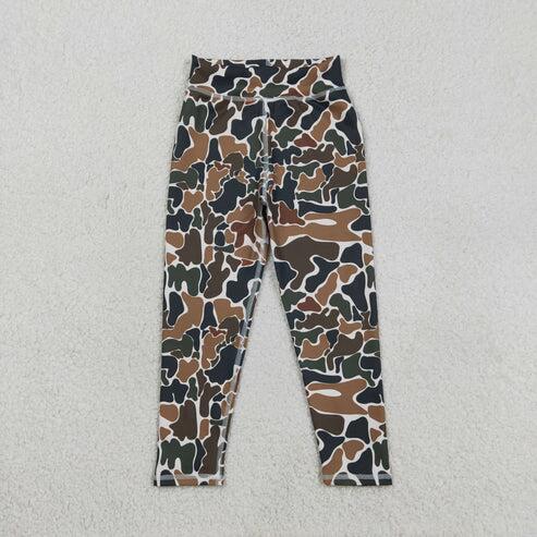 RTS NO MOQ Sibling Baby Girls Camo Active Leggings Pants Bottom Yoga Casual Wear for Infants