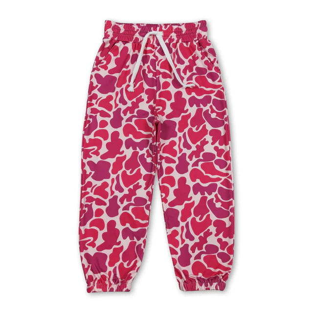 RTS NO MOQ milk silk GT0293+P0696 Baby Girls Pink Doll Short Sleeve Tee Shirt Tops Camo Pockets Jogger Pant Set