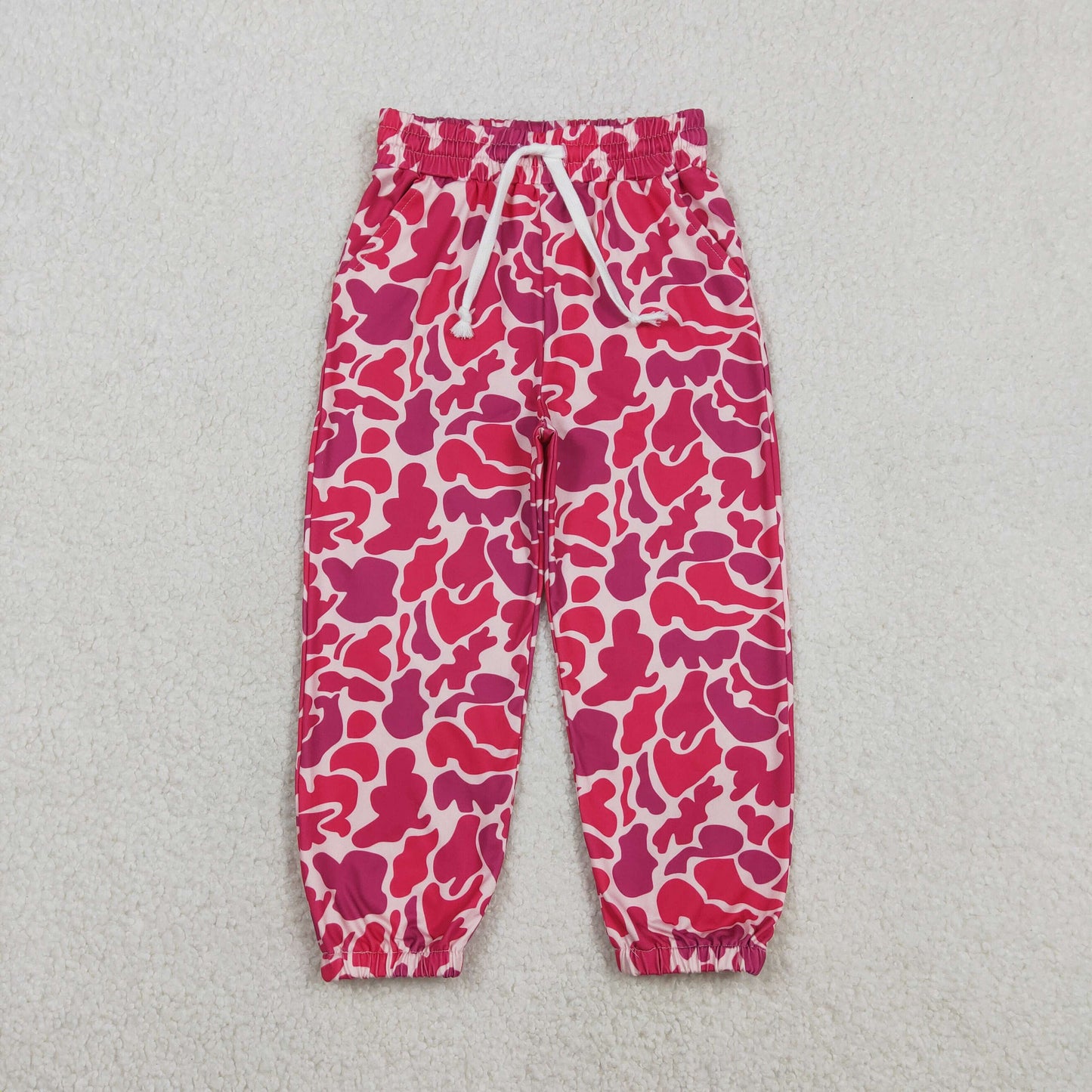RTS NO MOQ GT0462+P0696 Baby Girls Dark Pink Flutter Sleeve Tunic Tops And Southern Hot Pink Camo Pockets Jogger Pant Bottoms