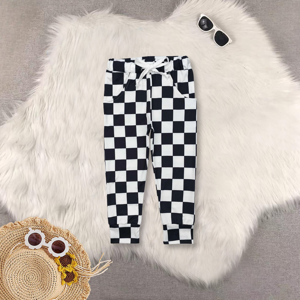RTS Sibling baby girls boys clothes summer plaid long sleeve top and pants