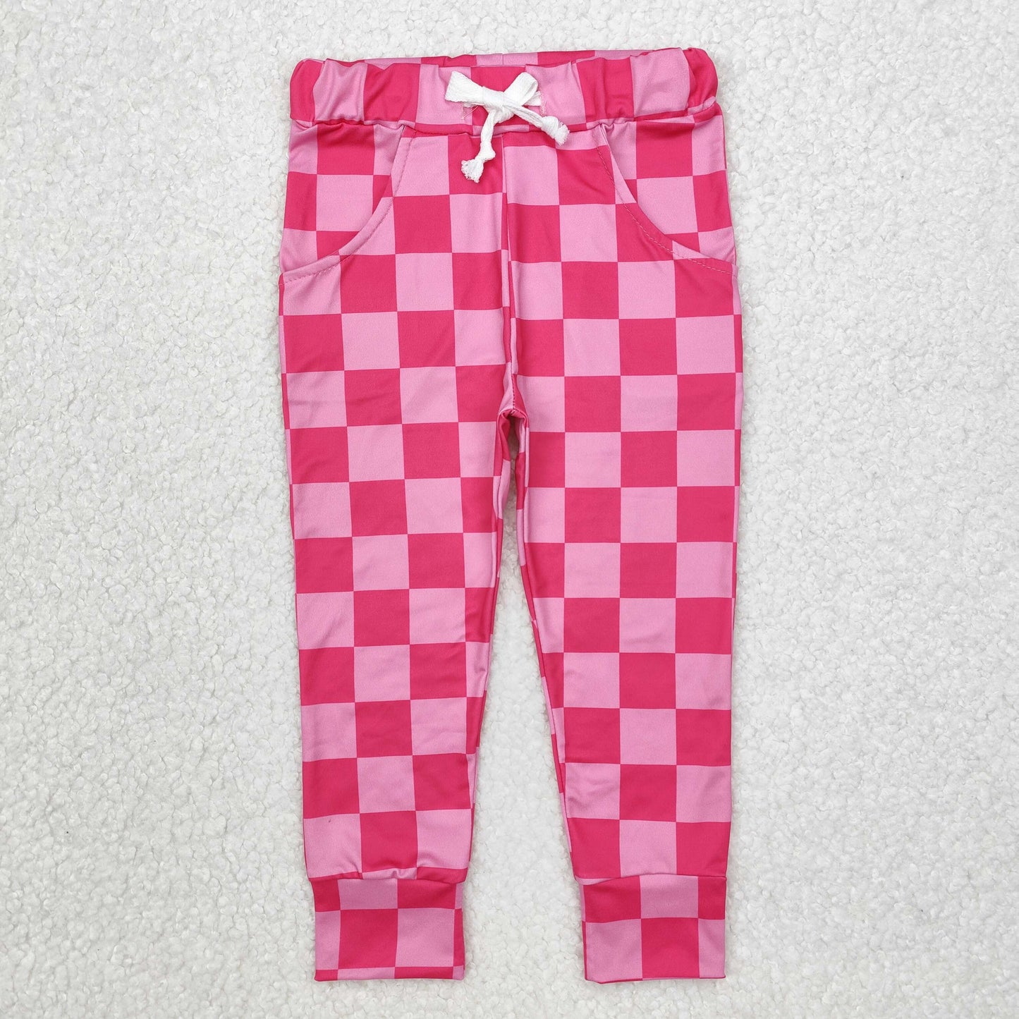RTS NO MOQ Baby girl clothes Rose Red Plaid Lace pants