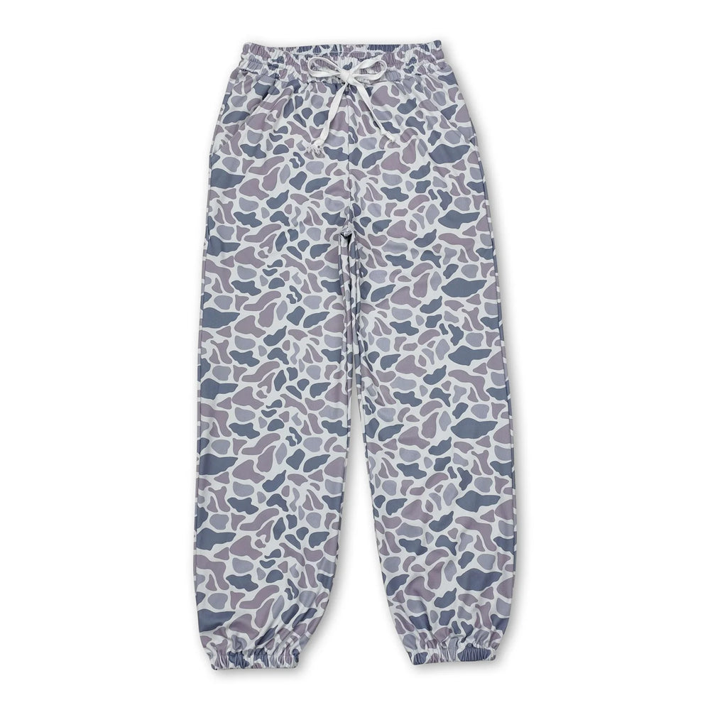 RTS NO MOQ Sibling milk silk Adult To Match Kids Camo Print Drawstring Jogger Pants Casual Camouflage Trousers