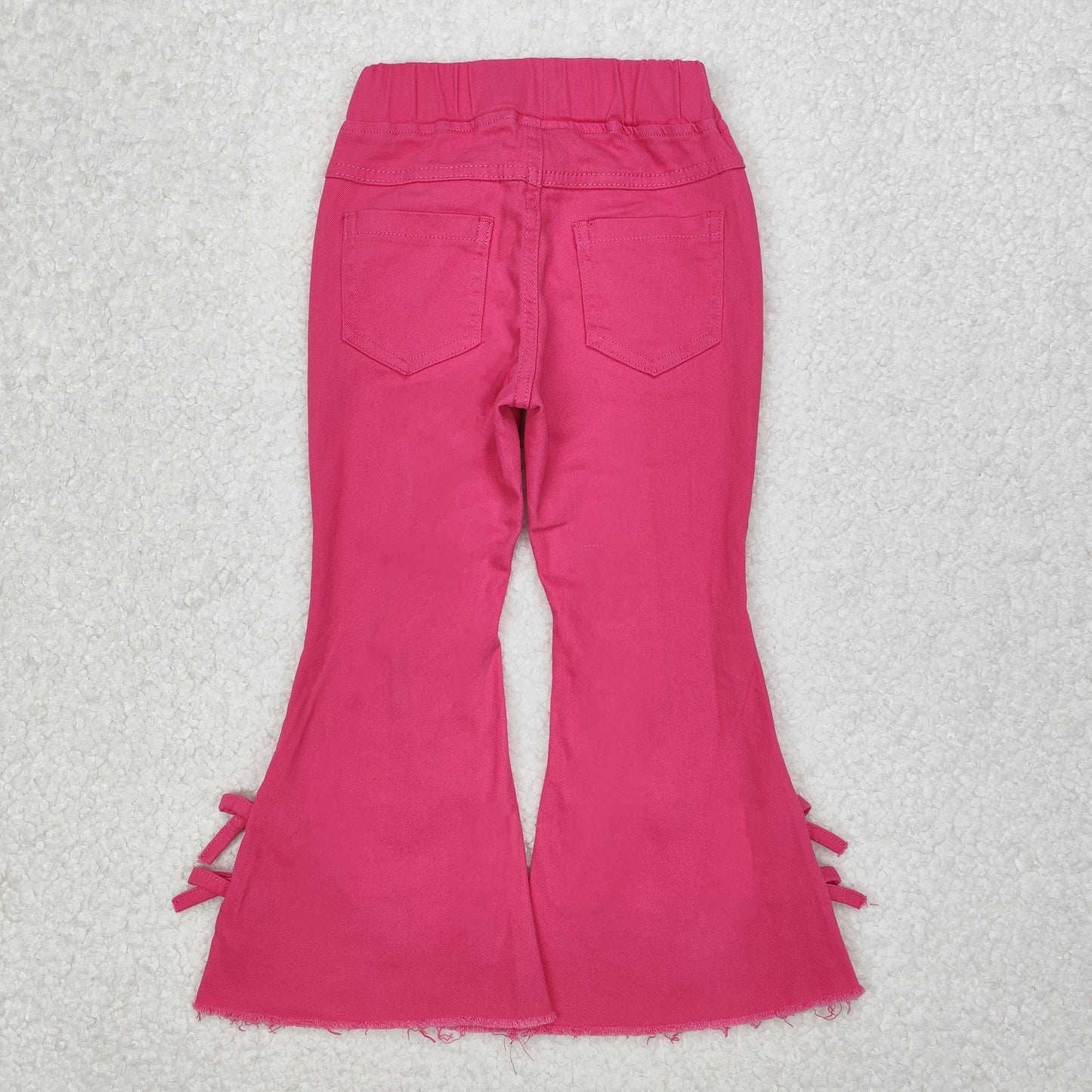 RTS NO MOQ ETA 5/7days Arrived P0731 Pure rose red bow denim trousers
