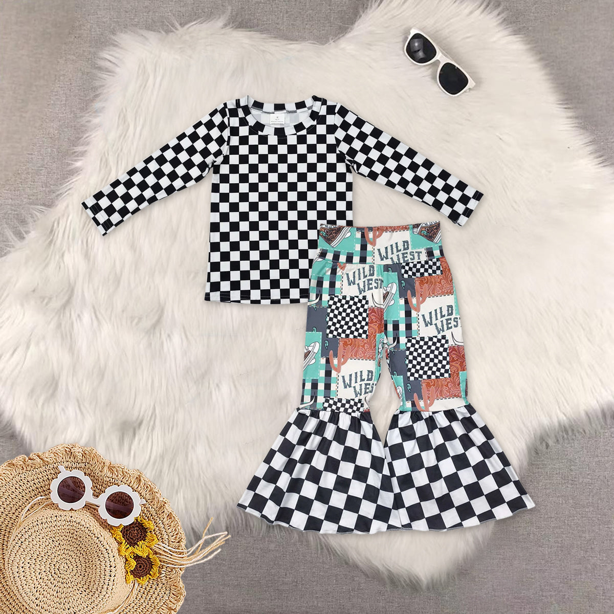 RTS NO MOQ（In Stock) baby Girls clothes long sleeve Pants Suit