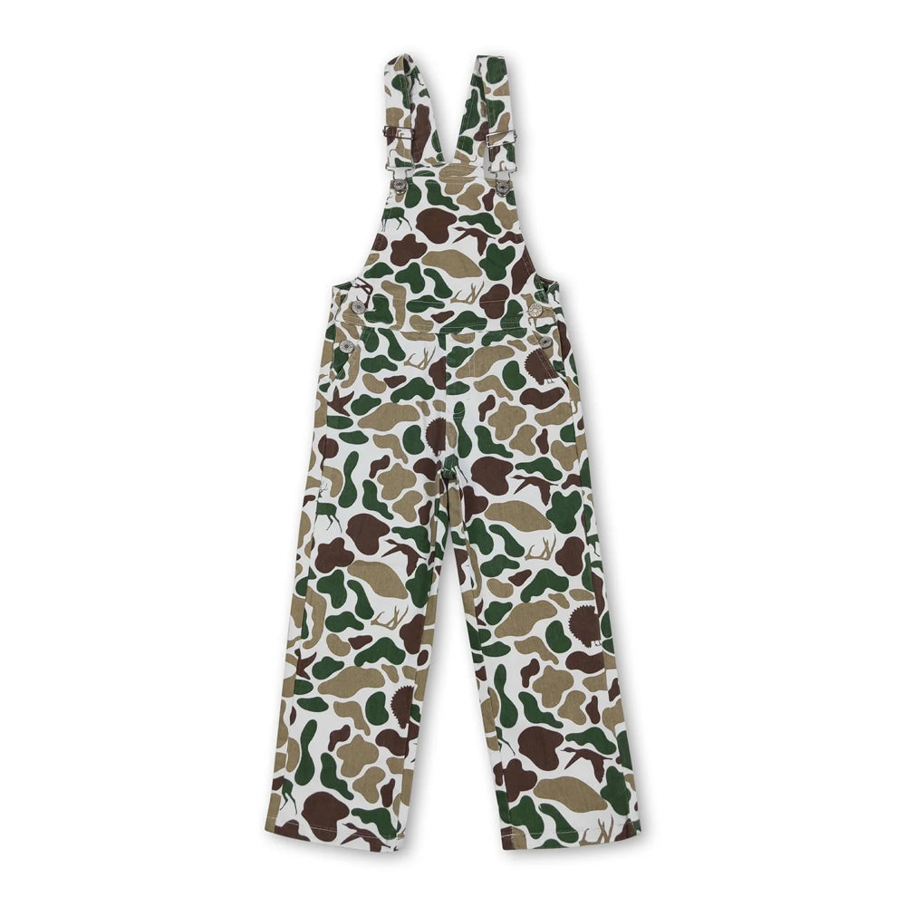 RTS NO MOQ Sibling Denim Baby Kids Duck Camo Adjustable Denim Strap jumpsuits Overall
