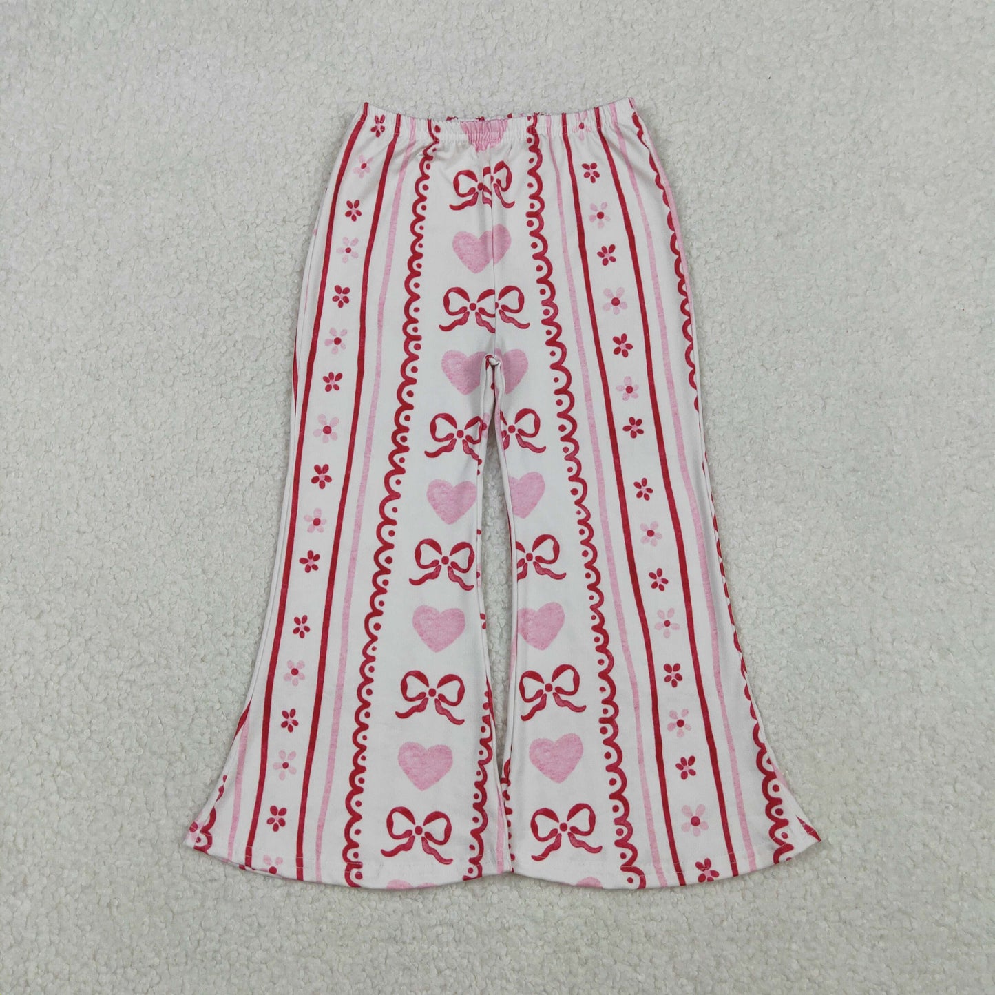 RTS NO MOQ GT0501+P0894 Baby Girls Birthday Pink Flutter Sleeve Tee Shirts Tops And Bows Hearts Flowers Stripe Valentines Pants Bottom