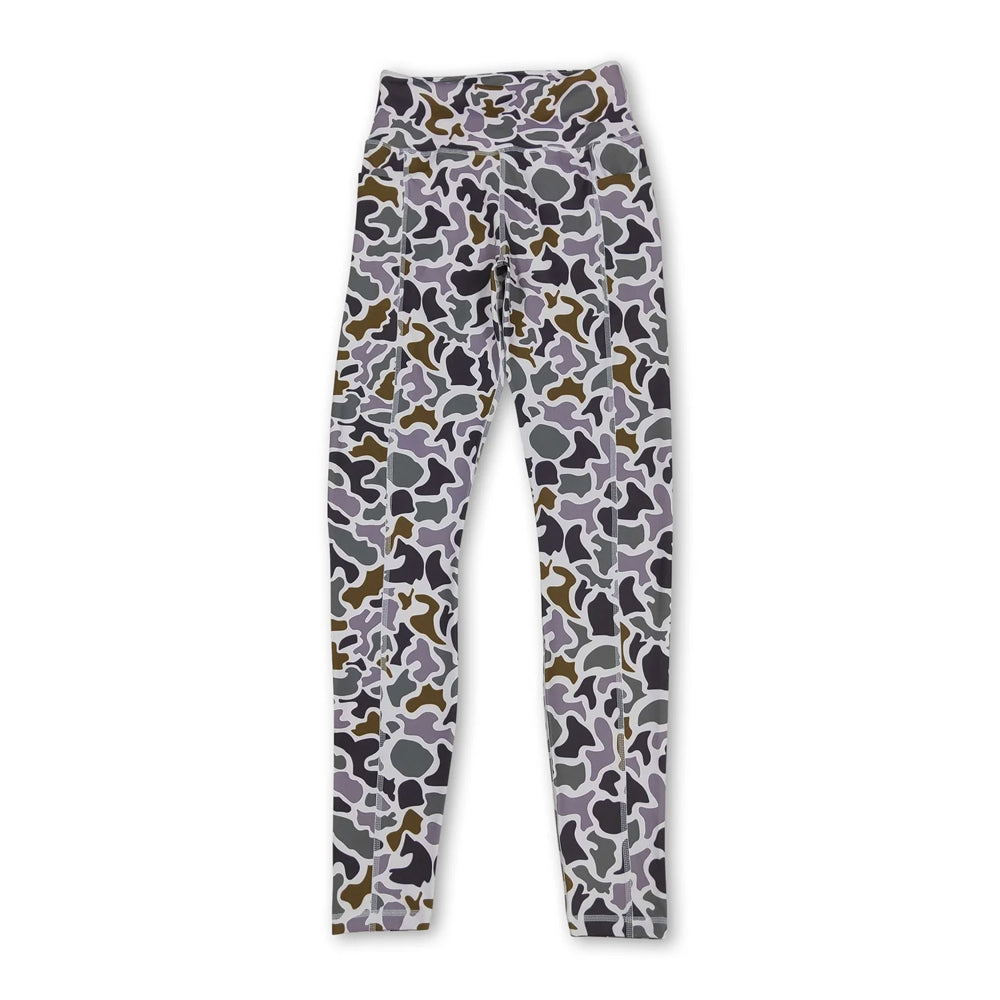 RTS NO MOQ Sibling yoga fabric Adult Women Camo Print Yoga Leggings Casual Bottom
