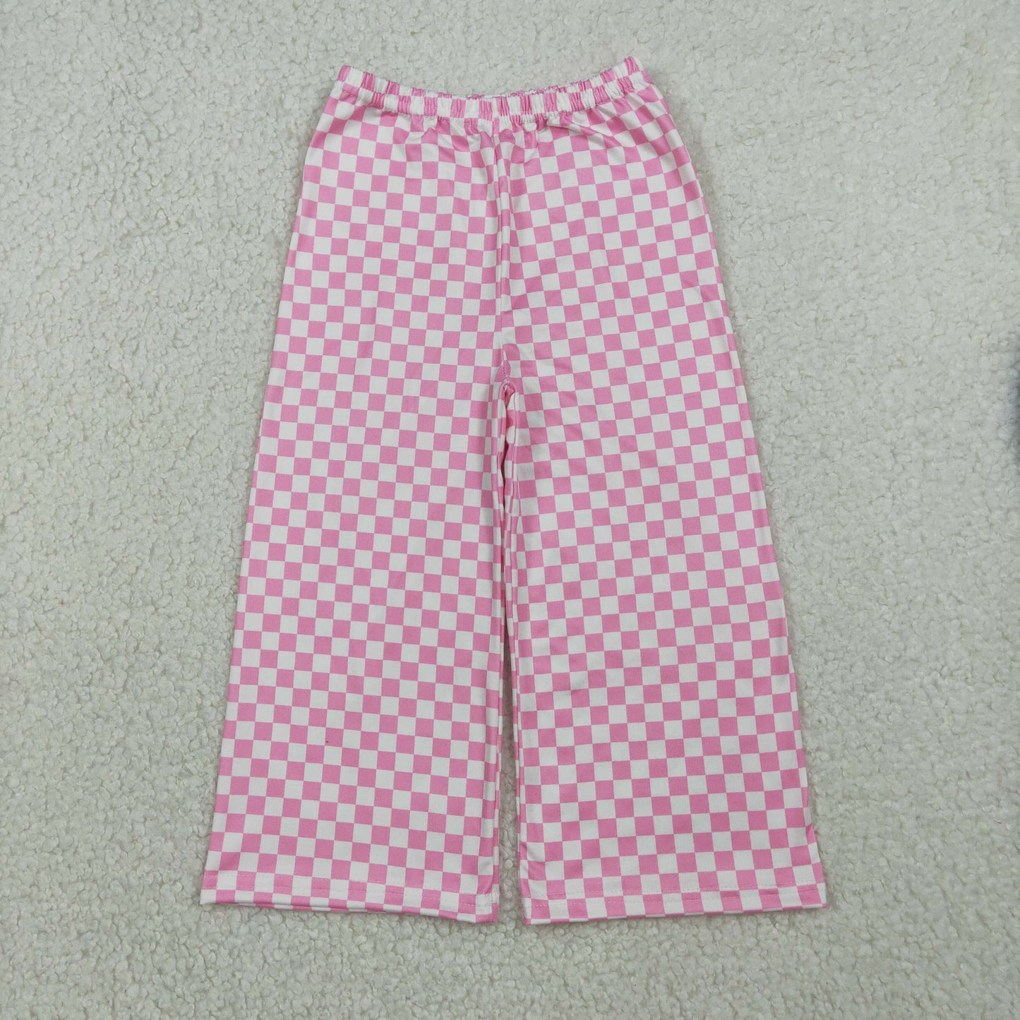 RTS NO MOQ GT1419+P1018 Baby Girls Sleeveless Pink Valentines Vest Tops And Pink Checked Flare Pants Bottom