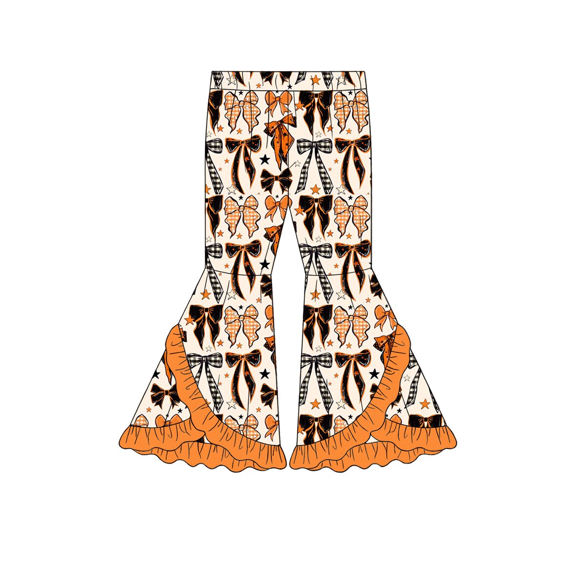 (Pre Order) No moq milk silk Baby Girls Halloween Bow Pumpkin Printed Daily Pants