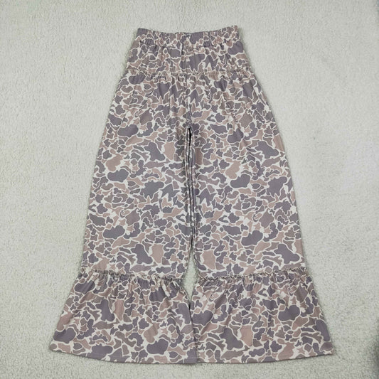 NEW RTS NO MOQ yoga fabric P1053 Yoga Adult Women Khaki Camo Yoga Bell Bottom Pants