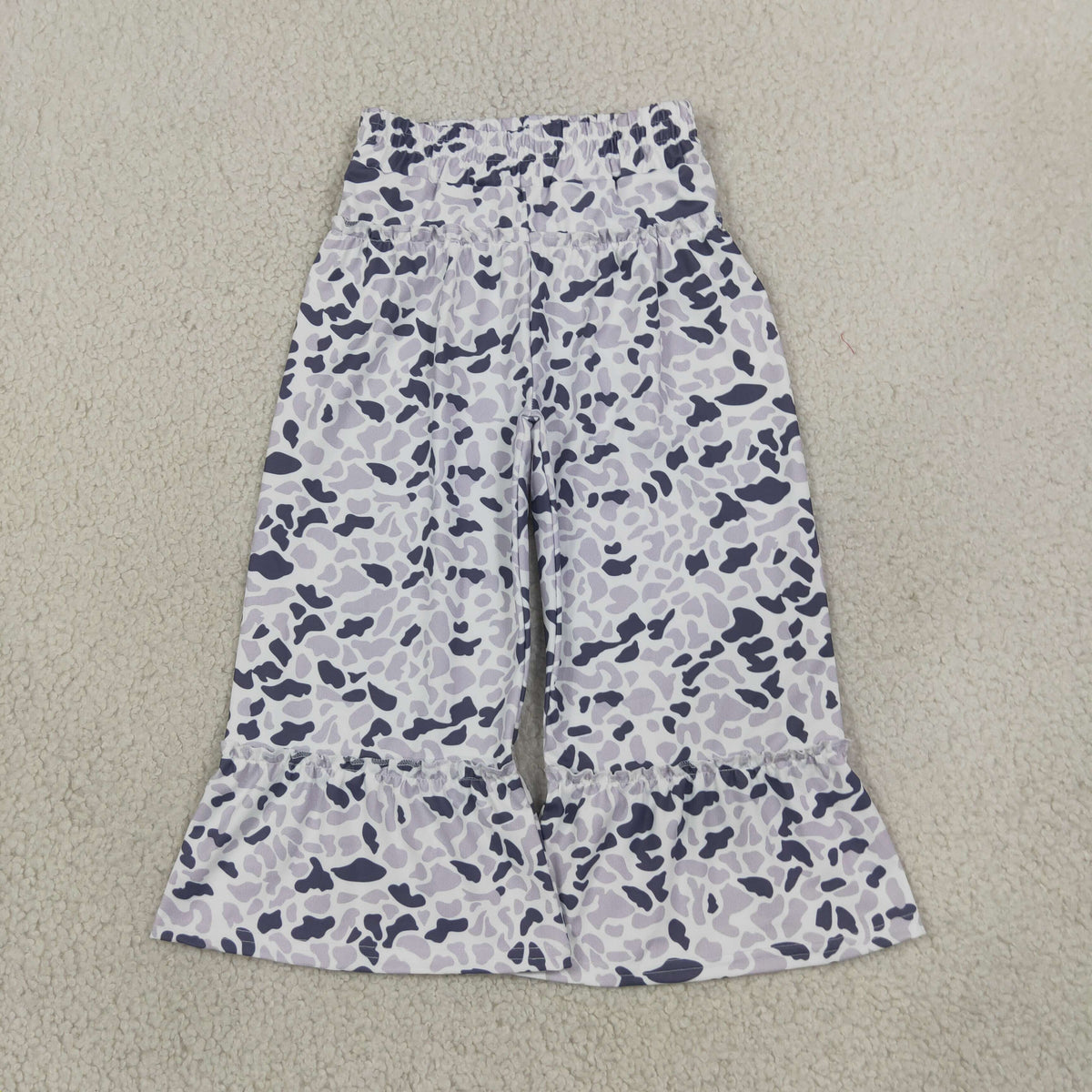 NEW RTS NO MOQ yoga fabric P1054 Yoga Baby Girls Grey Camo Yoga Active Bell Bottom Pants
