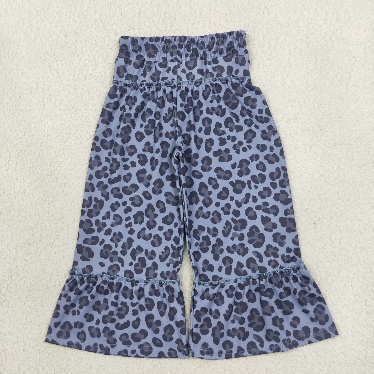 NEW RTS NO MOQ yoga fabric P1055 Baby Girls Grey Leopard Yoga Bell Bottom Pants