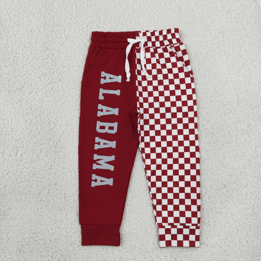 NEW RTS NO MOQ milk silk P1060 Baby Boys Red Checked Team Pockets Joggers Bottom Casual Daily Wear