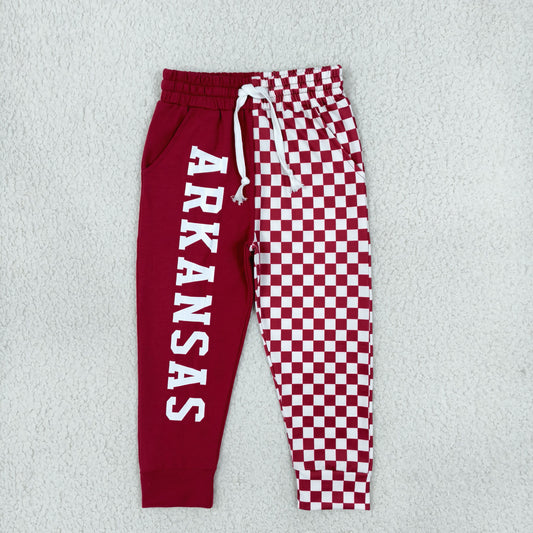 NEW RTS NO MOQ milk silk P1062 Baby Boys Red Checked Team Pockets Joggers Bottom Casual Daily Wear