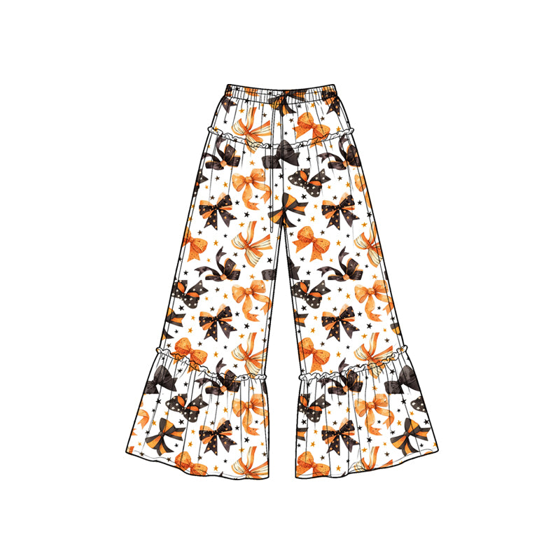 (Preorder new) No moq Baby Girls Halloween Black Pink Ghost Bow Star Bell Bottom Pants