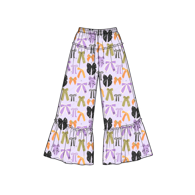 (Preorder new) No moq Baby Girls Halloween Black Pink Ghost Bow Star Bell Bottom Pants