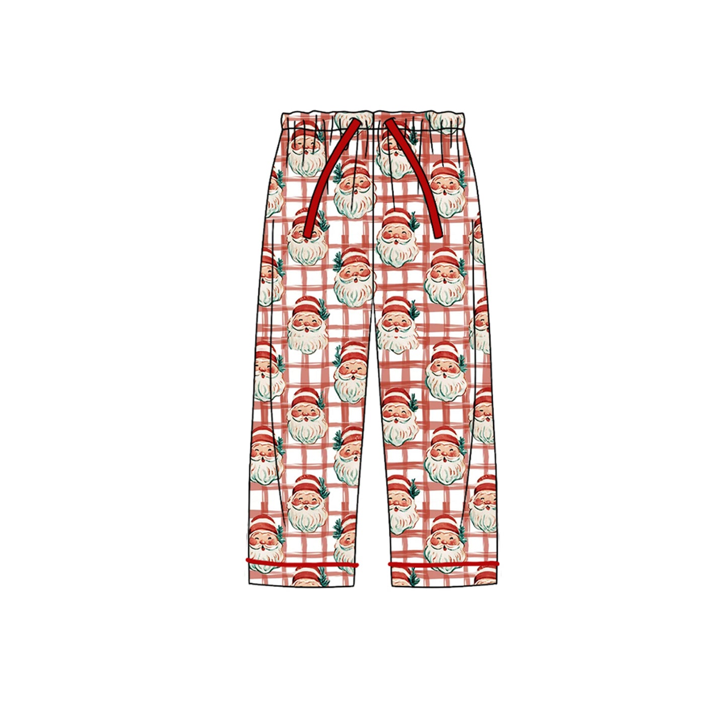 (Preorder new) No moq Kids Santa Claus Checked Print Long Sleeve Top Pant Christmas Pajama Set Dress Blankets Adult Pants
