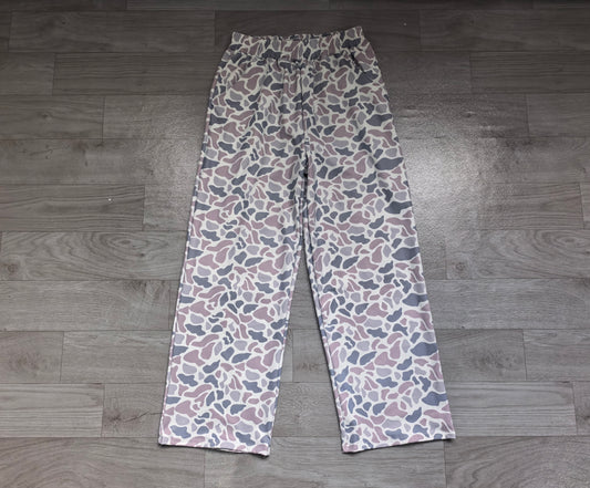 (Sample) No moq yoga fabric P1108 Yoga Adult Women Light Grey Camo Print Yoga Active Pants Bottom With Side Pockets