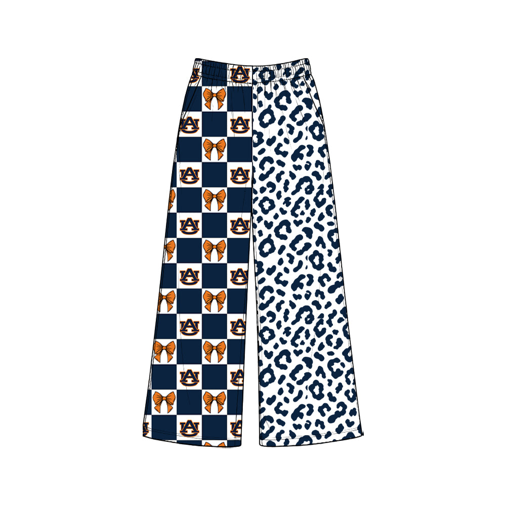 (Preorder new) No moq Women Wood  Checkered Leopard Print Pockets Straight Pants Bottom