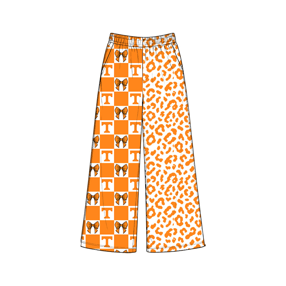 (Preorder new) No moq Women Wood  Checkered Leopard Print Pockets Straight Pants Bottom