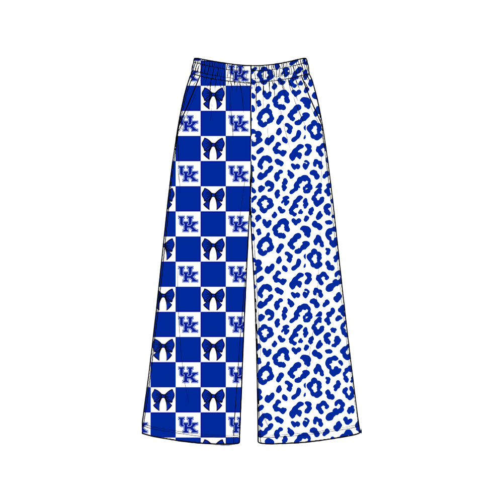 (Preorder new) No moq Women Wood  Checkered Leopard Print Pockets Straight Pants Bottom