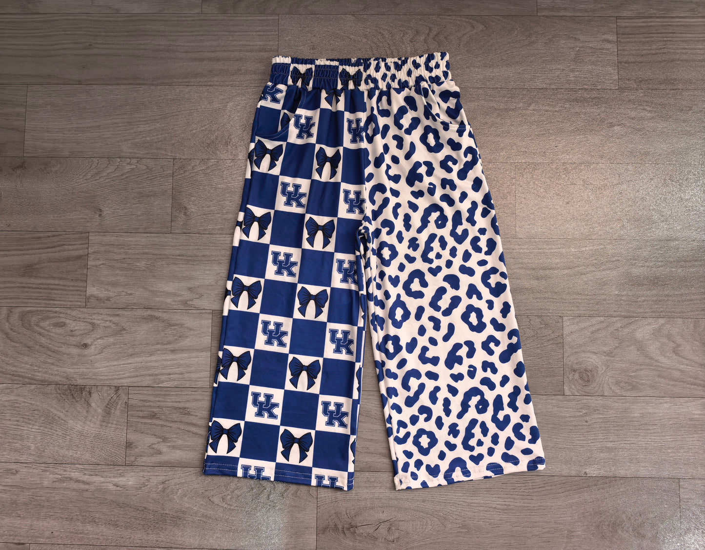 (Sample) No moq milk silk P1114 Adult Women Bows Leopard Team Pockets Pants Cute Bottom