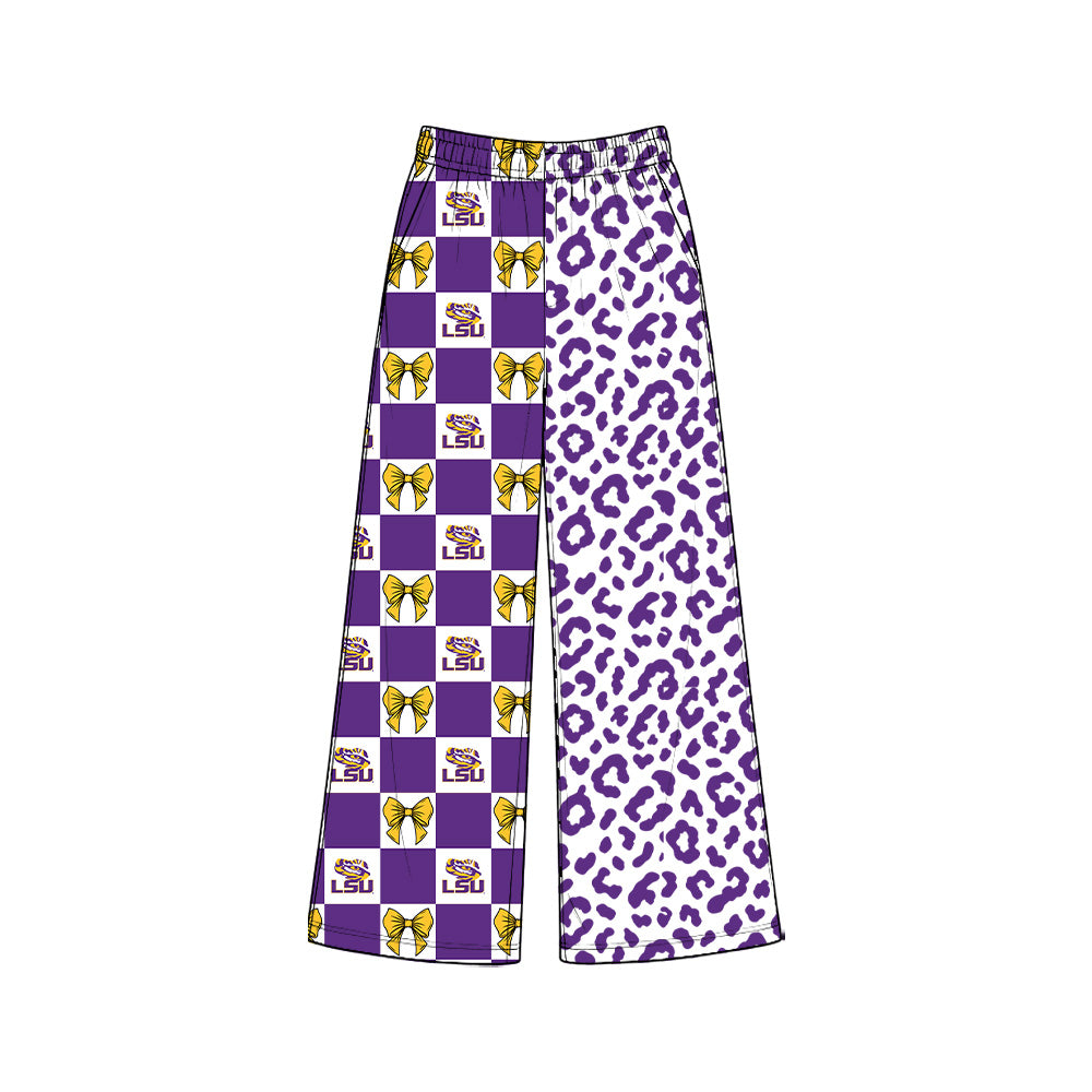 (Preorder new) No moq Women Wood  Checkered Leopard Print Pockets Straight Pants Bottom