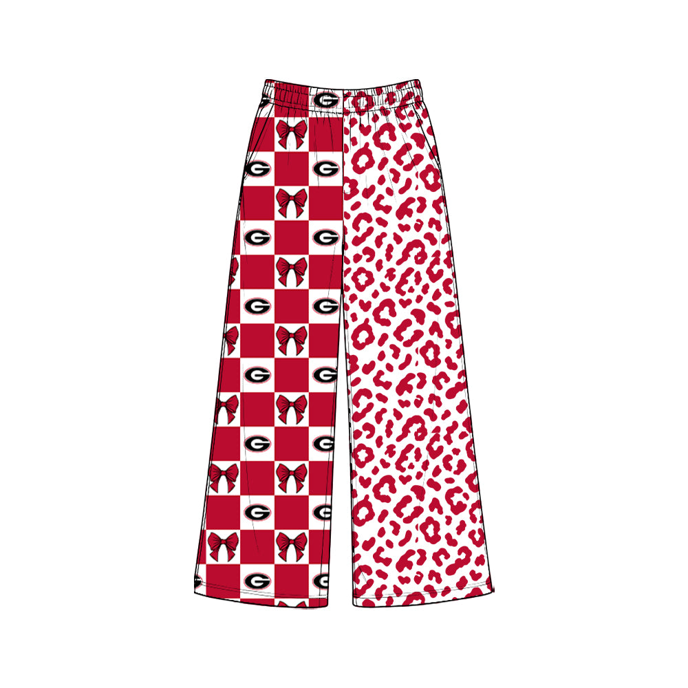 (Preorder new) No moq Women Wood  Checkered Leopard Print Pockets Straight Pants Bottom