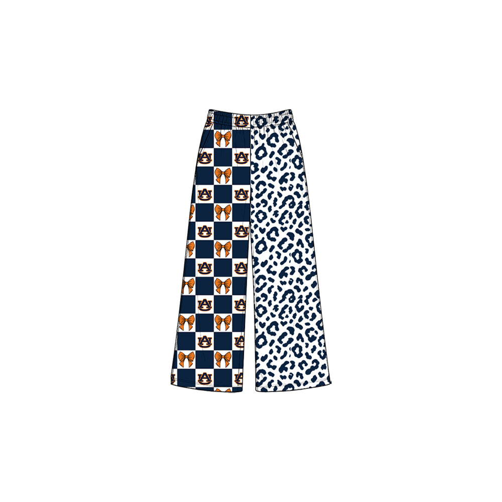 (Preorder new) No moq baby girl Checkered Leopard Print Wide Leg Pants Bottoms