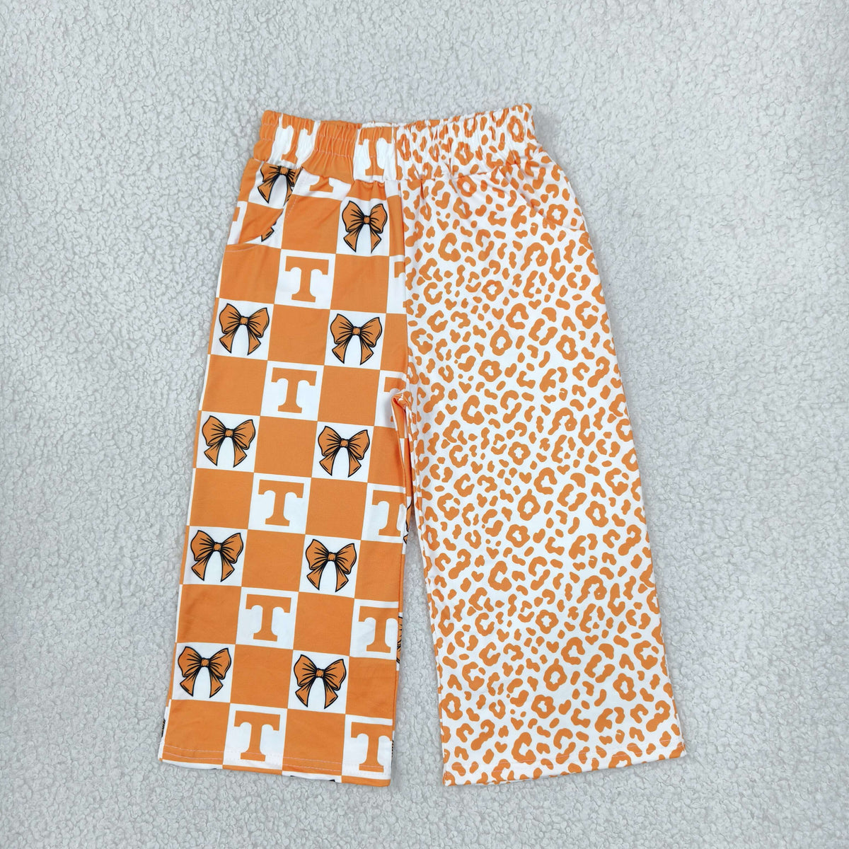 NEW RTS NO MOQ milk silk P1121 Baby Girls Bows Checked Leopard Team Pockets Pants Bottom