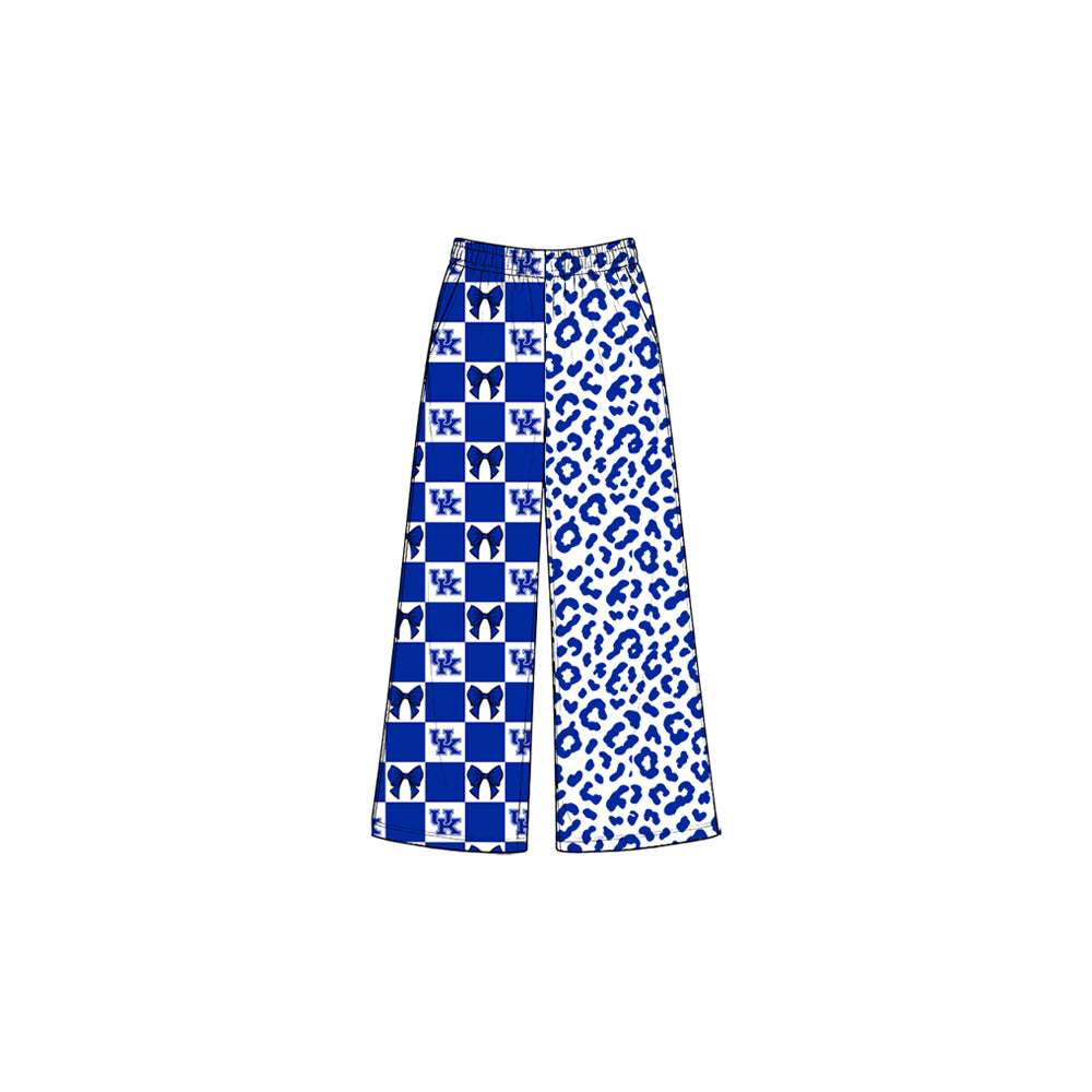 (Preorder new) No moq baby girl Checkered Leopard Print Wide Leg Pants Bottoms