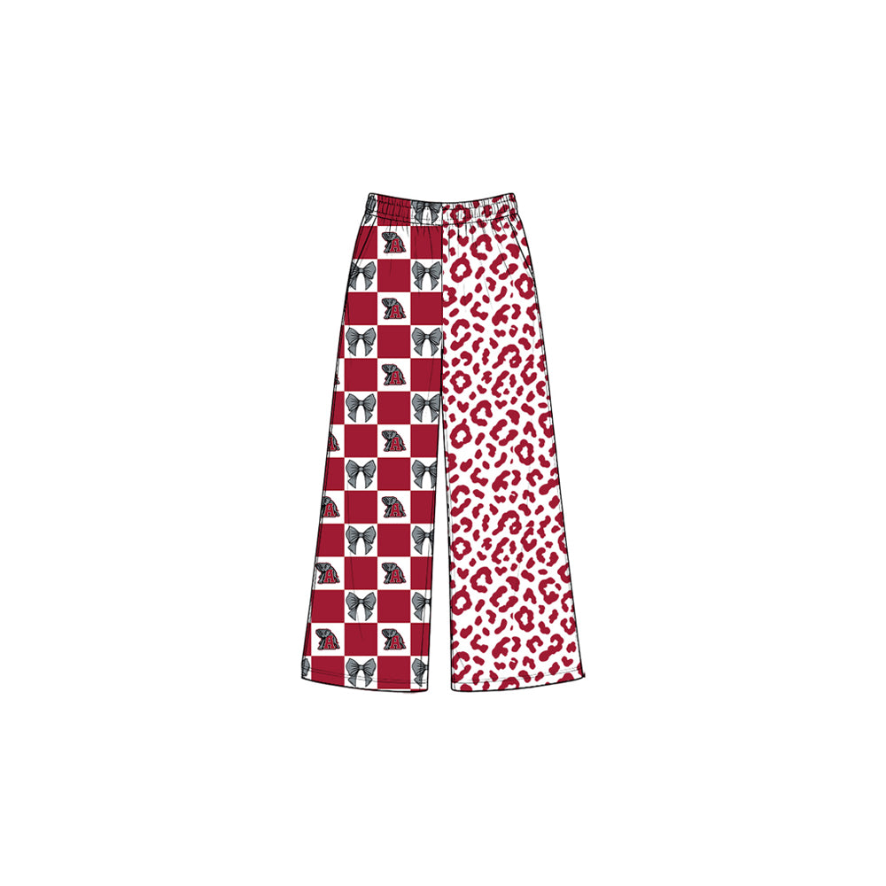 (Preorder new) No moq baby girl Checkered Leopard Print Wide Leg Pants Bottoms