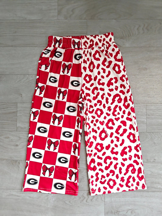 (Sample) No moq milk silk P1126 Baby Girls Bows Checked Leopard Team Pockets Straight Pants Casual Bottom