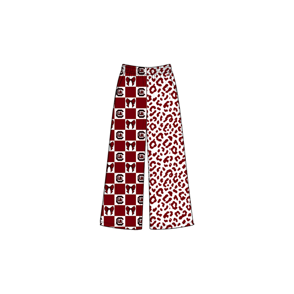 (Preorder new) No moq baby girl Checkered Leopard Print Wide Leg Pants Bottoms