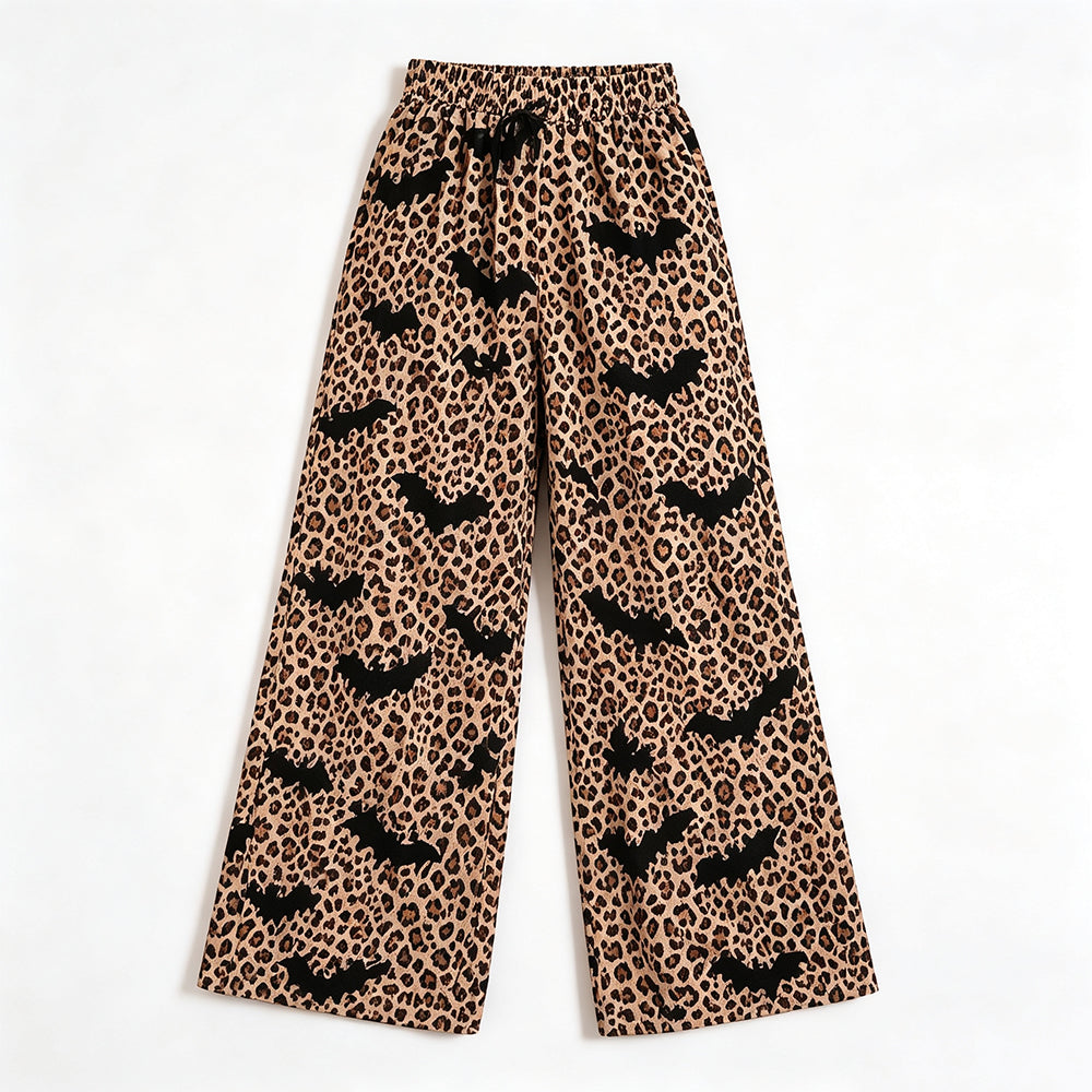 (Preorder new) No moq Women Halloween Mix‑Print Wide Leopard Leg Pants