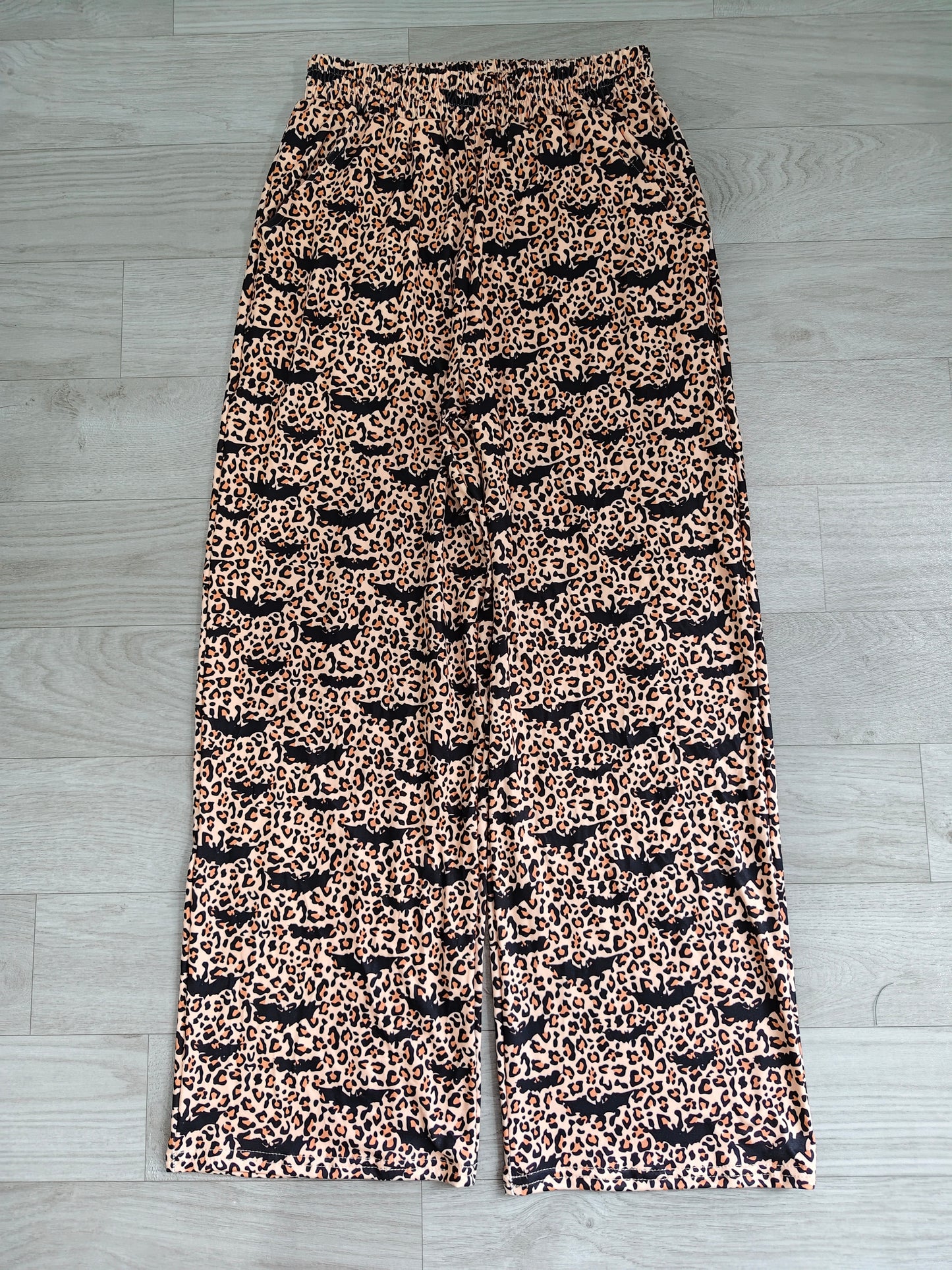 (Sample) No moq milk silk P1129 Adult Women Leopard Halloween Pockets Straight Pants Bottom Casual Holiday Bottom