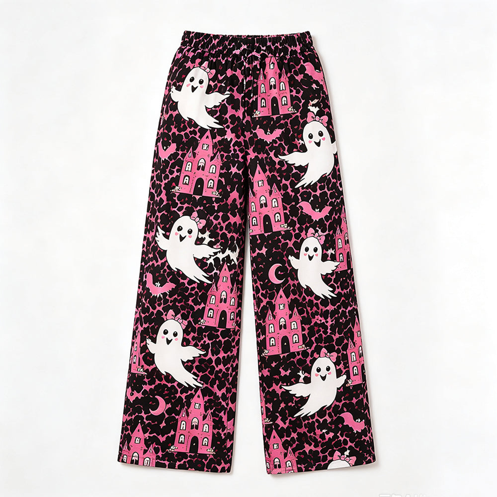 (Preorder new) No moq Women Halloween Mix‑Print Wide Leopard Leg Pants