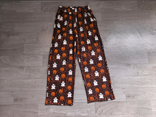 (Sample) No moq milk silk P1131 Adult Women Ghost Pumpkins Leopard Halloween Pockets Straight Pants Bottom Casual Holiday Bottom
