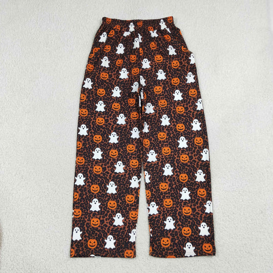 NEW RTS NO MOQ milk silk P1131 Adult Women Ghost Pumpkins Leopard Halloween Pockets Straight Pants Holiday Bottom