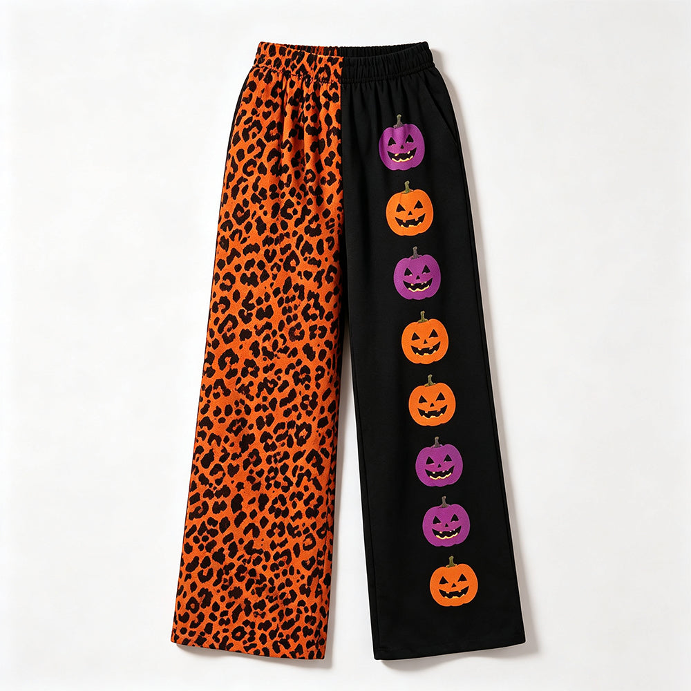 (Preorder new) No moq Women Halloween Mix‑Print Wide Leopard Leg Pants