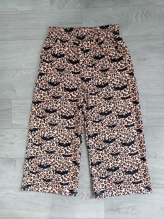 (Sample) No moq milk silk P1133 Baby Girls Bats Leopard Halloween Pockets Straight Pants Casual Bottom
