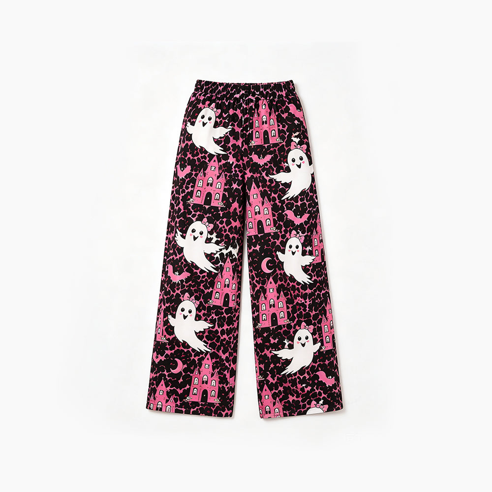 (Preorder new) No moq baby girl Halloween Mix‑Print Wide Pumpkin Leopard Leg Trousers