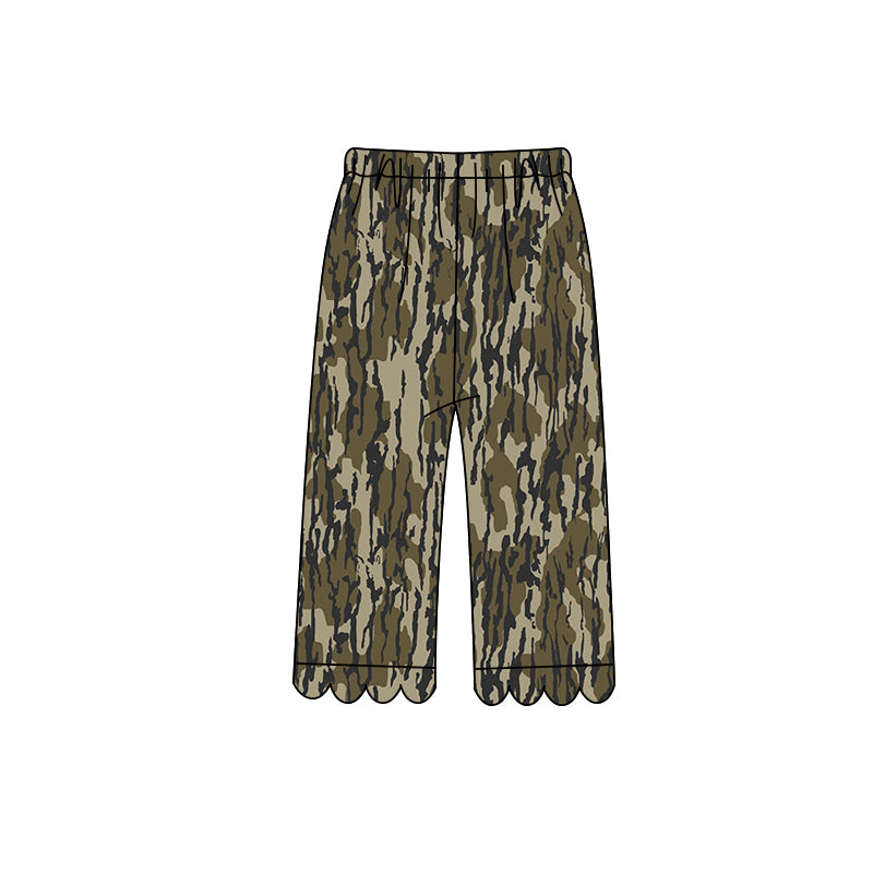 (Preorder new) No moq P1143 Baby Girls Scallop Camo Wide Leg Pants Toddler Bottoms