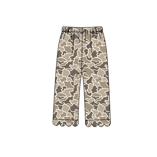(Preorder new) No moq P1147 Baby Girls Camo Wide Leg Pants Scallop Hem Casual Bottoms