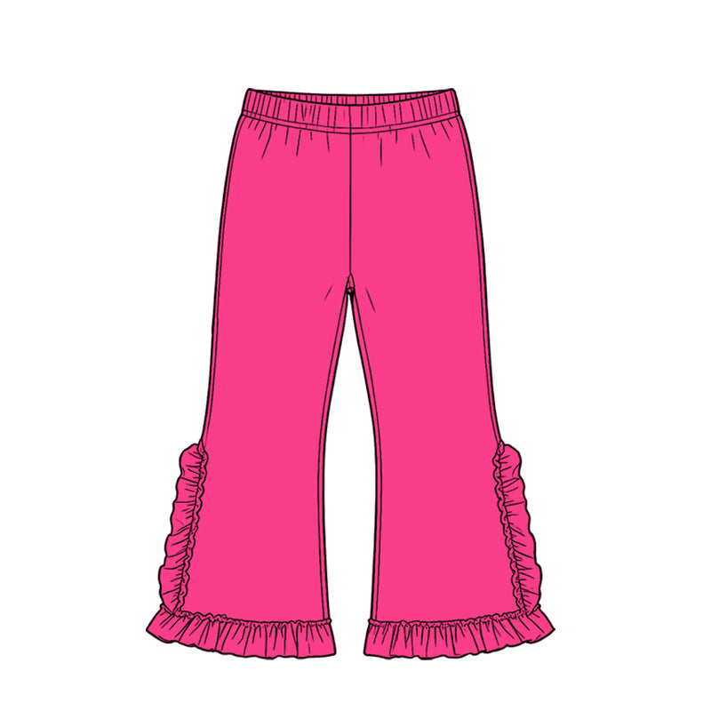 (Preorder new) No moq Baby Girls Solid Color Ruffle Flare Pants Bottom Cute Fall Winter Casual Trousers
